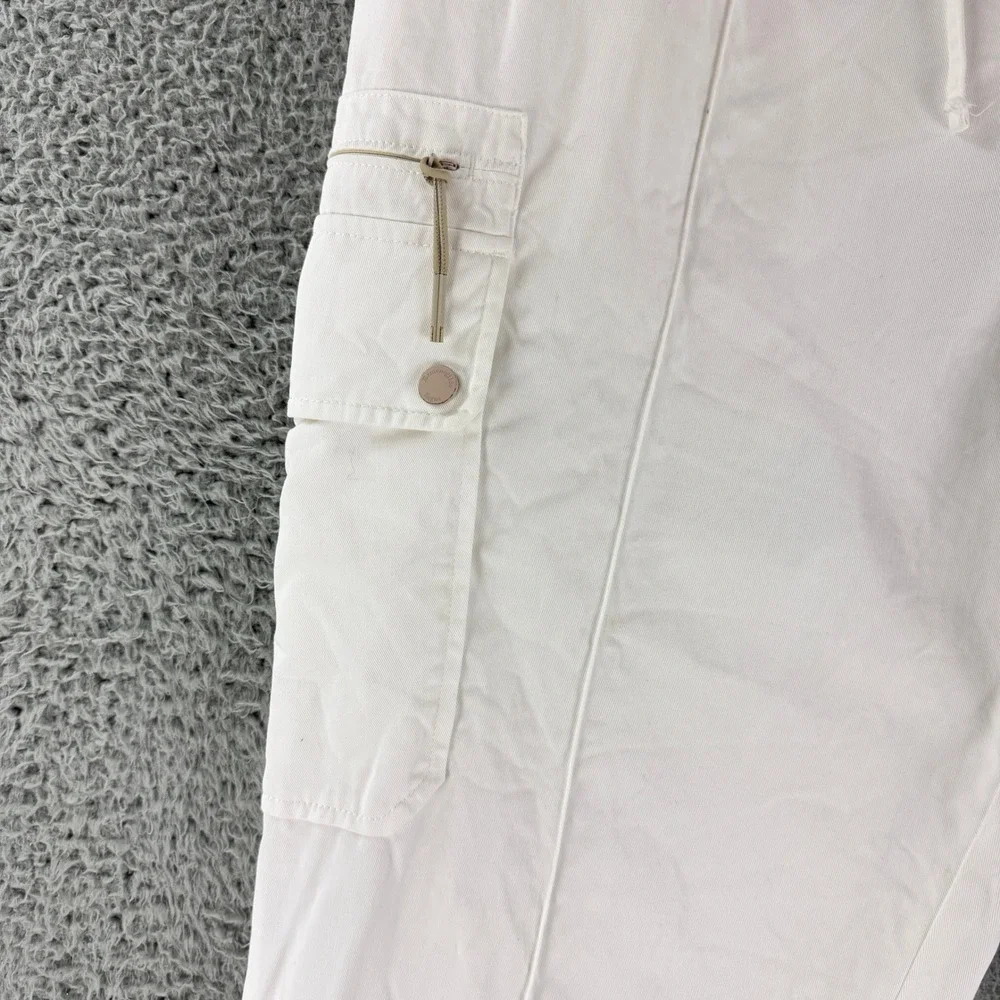 Ermenegildo Zegna Cargo Pants Men's 34 White Cotton Elastic Waist Trousers